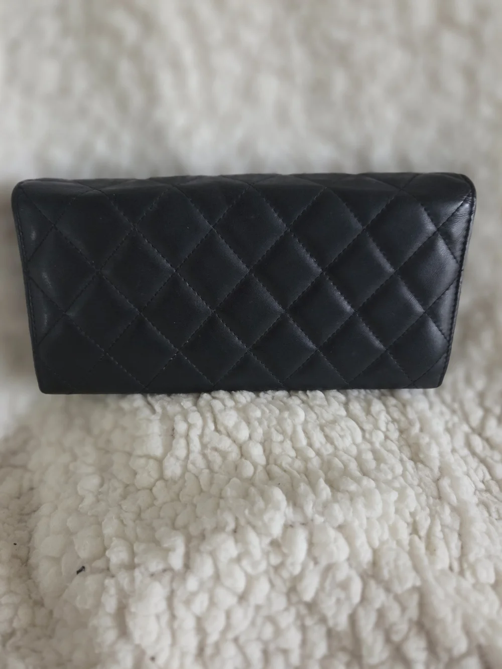 Chanel Quilted Black Leather Long Wallet